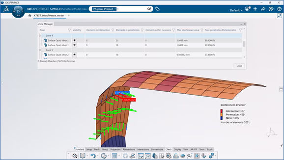Assembly interference checking and penetration vector visualization in Abaqus R2026x.